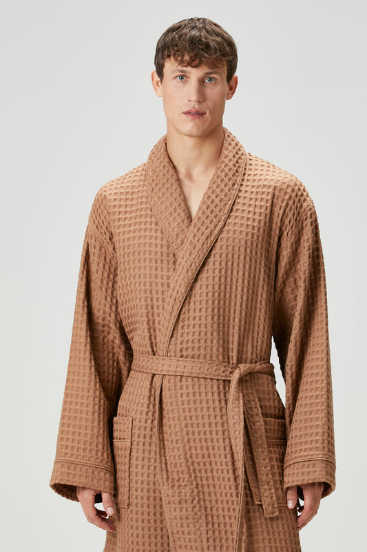 İRYA-Aura Waffle Bornoz Takımı Mocha-Bornoz-3-Milagron.com