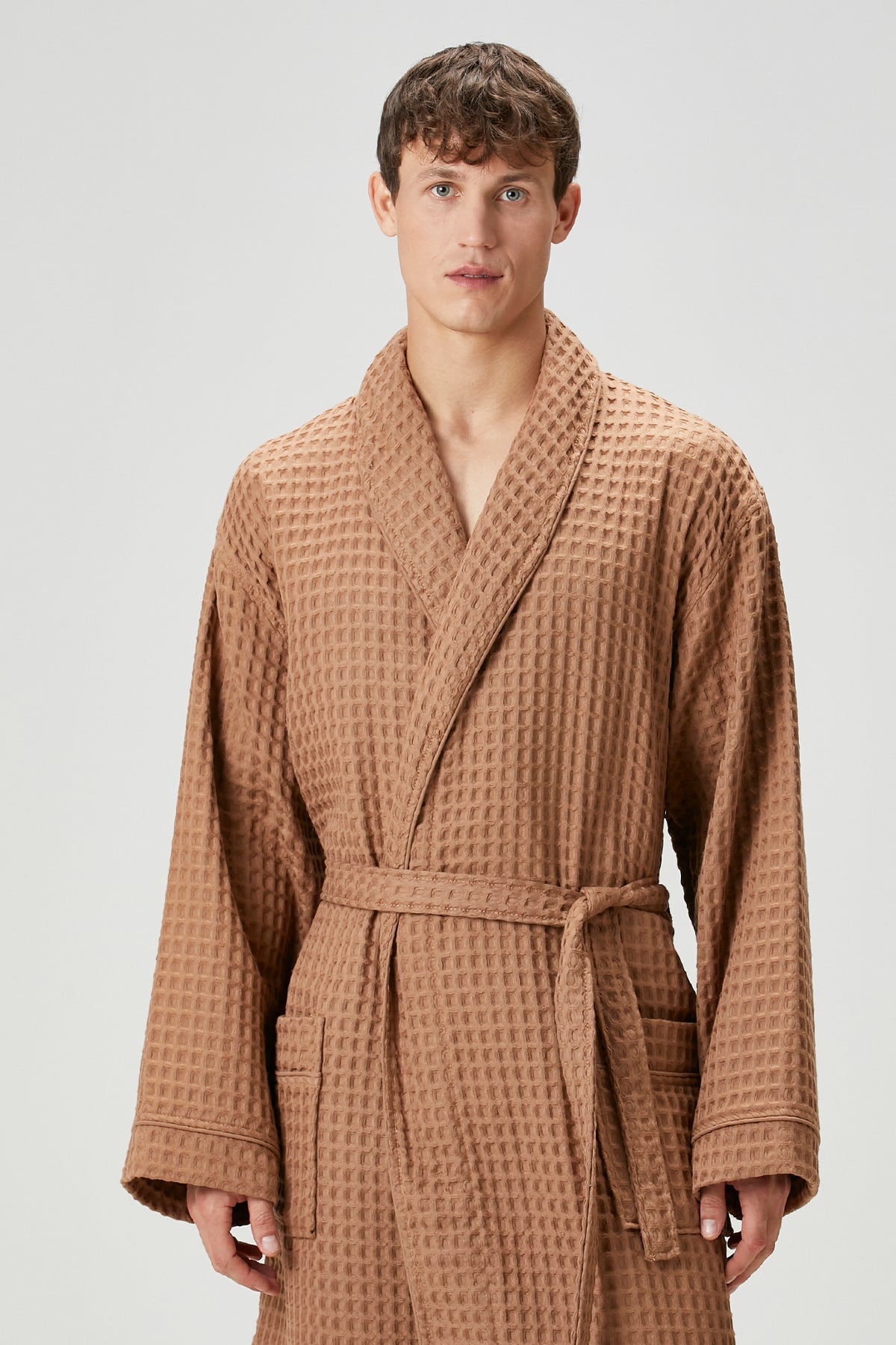 İRYA-Aura Waffle Erkek Bornoz Mocha-Bornoz-5-Milagron.com