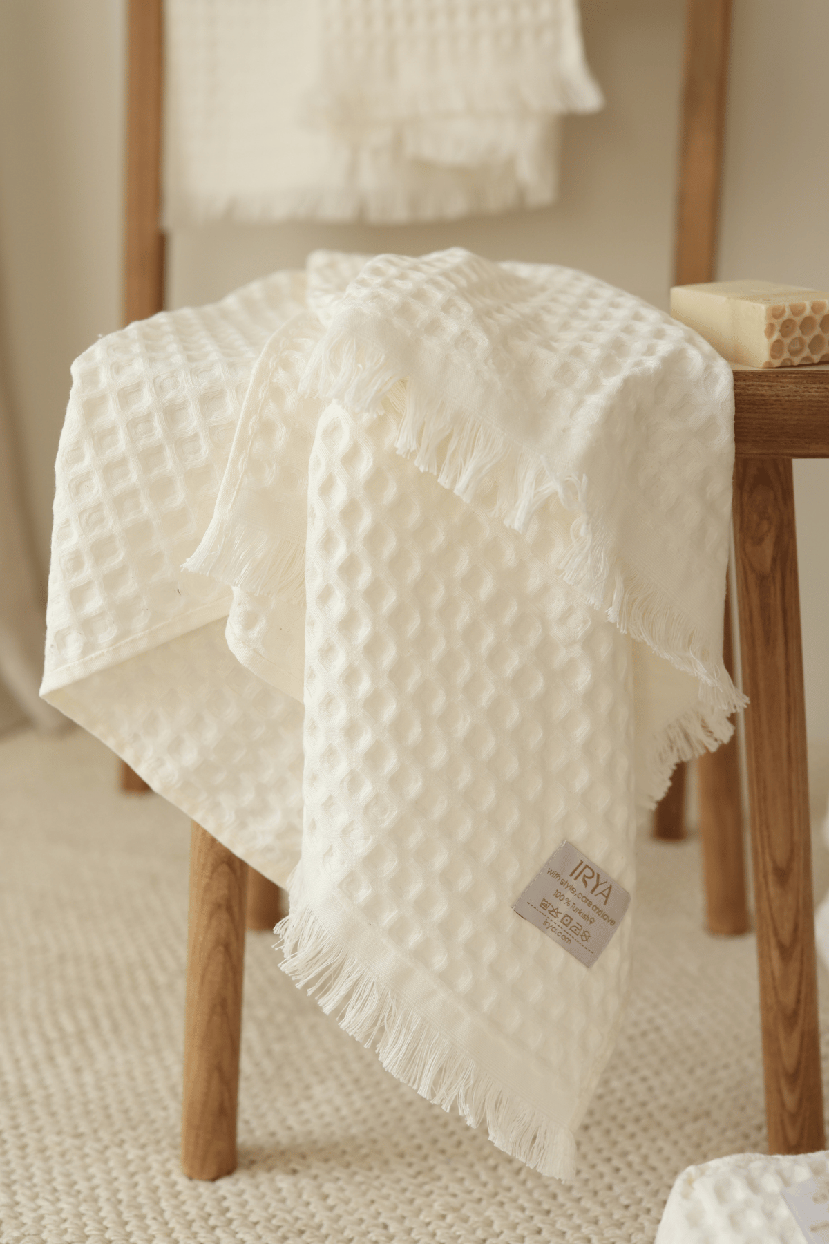 İRYA-Aura Waffle Havlu Ekru 70X140-Havlu & Havlu Setleri-6-Milagron.com