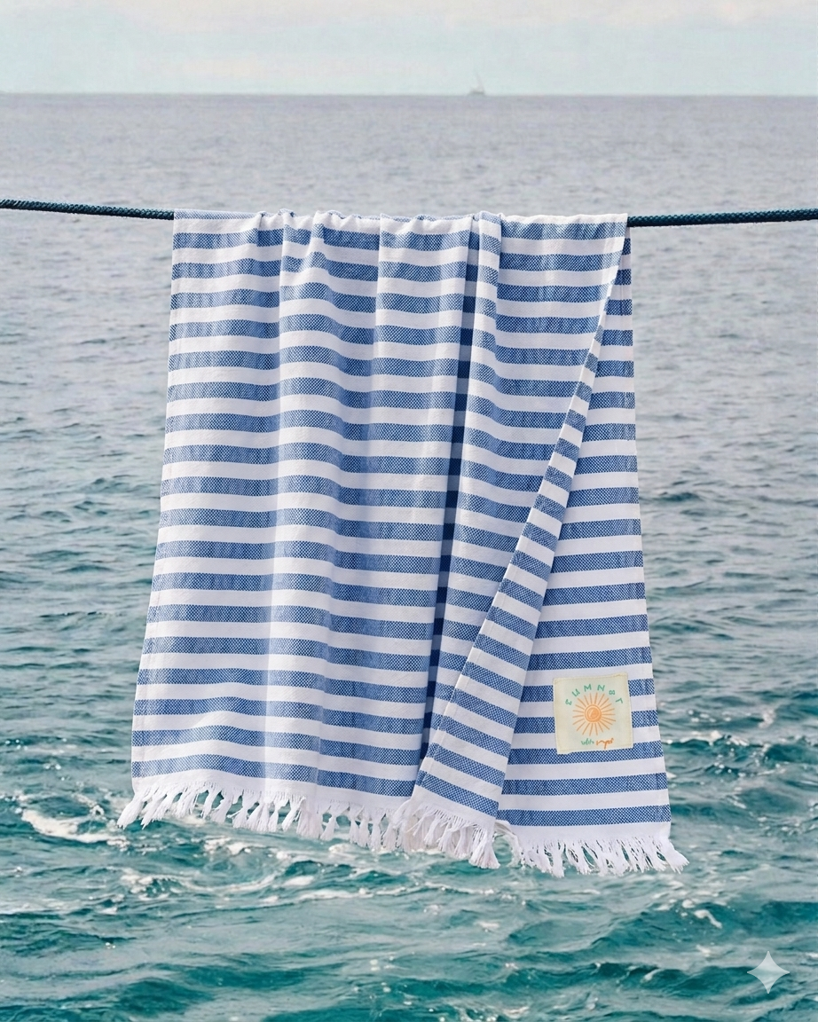 İRYA-Avalon Peştamal 90X170 Mavi-Havlu & Havlu Setleri-1-Milagron.com