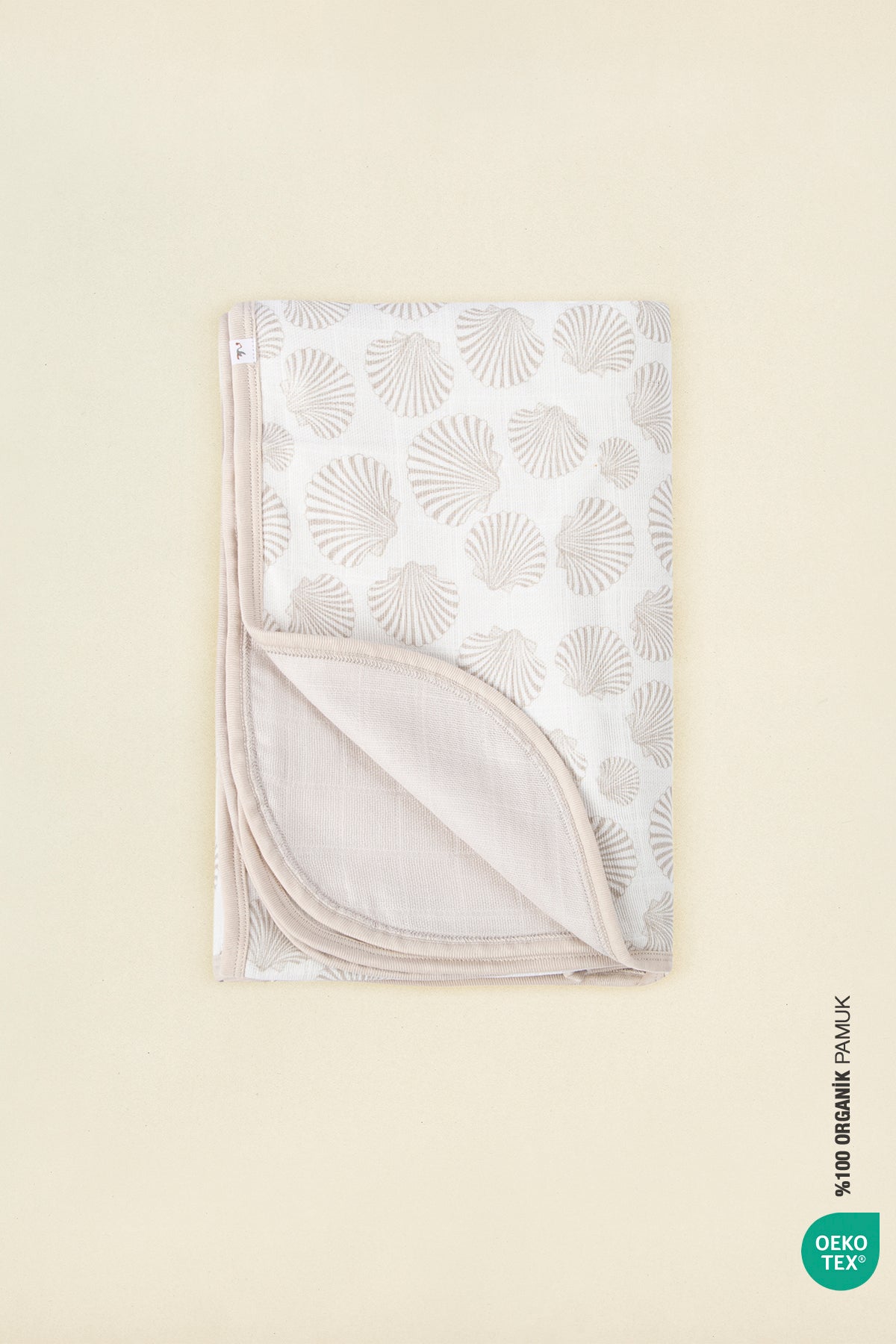 Irya-Bebe Marin Seashell Müslin Battaniye 120x120 Beyaz-Bebek Battaniyesi-2-Milagron.com