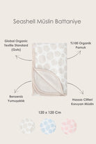 Irya-Bebe Marin Seashell Müslin Battaniye 120x120 Pembe-Bebek Battaniyesi-2-Milagron.com