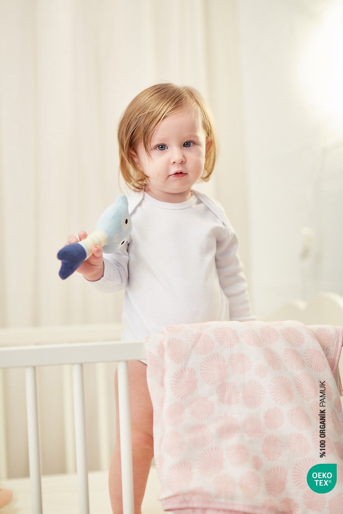 Irya-Bebe Marin Seashell Müslin Battaniye 120x120 Pembe-Bebek Battaniyesi-7-Milagron.com