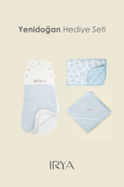 Irya-Bebemarin 3'lü Organik Yenidoğan Hediye Seti Mavi | Battaniye, Tulum, Kundak-Kundak-3-Milagron.com