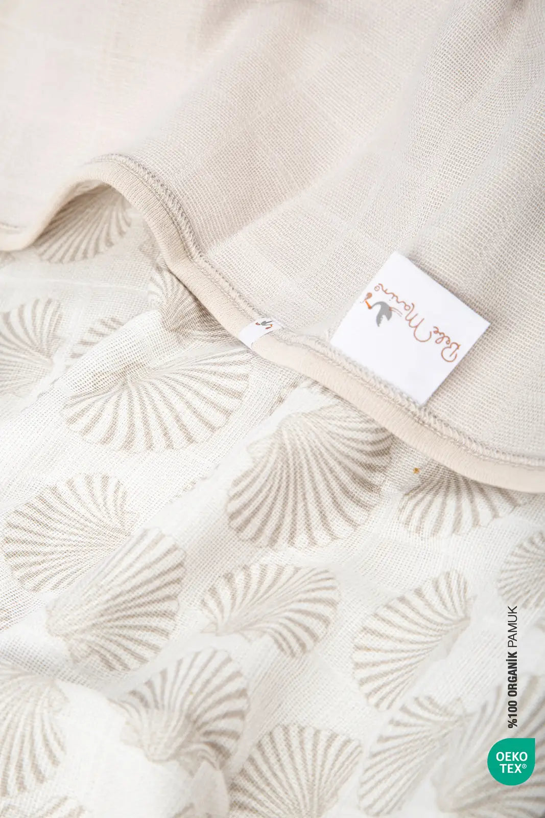 İRYA-Bebemarin Seashell Müslin Battaniye 120X120 Beyaz-Battaniye-7-Milagron.com