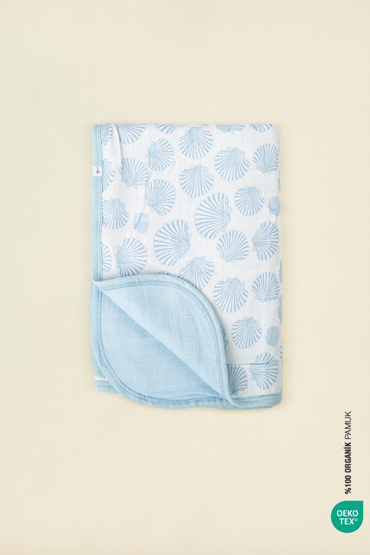 İRYA-Bebemarin Seashell Müslin Battaniye 120X120 Mavi-Battaniye-3-Milagron.com