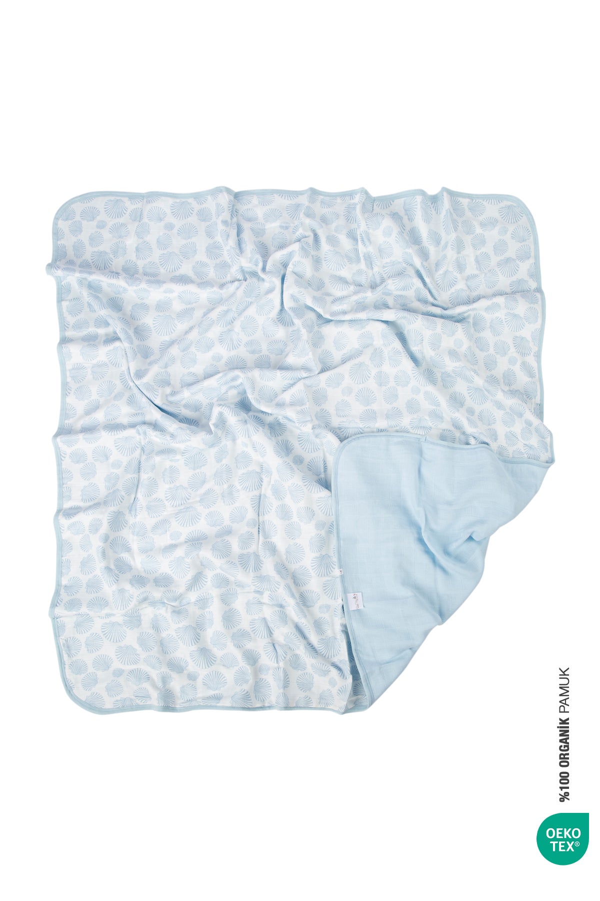 İRYA-Bebemarin Seashell Müslin Battaniye 120X120 Mavi-Battaniye-7-Milagron.com