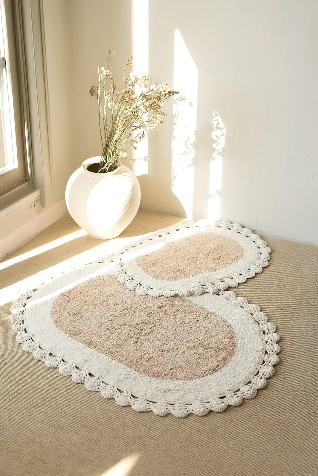 İRYA-Bianca 2’Li Takım Banyo Paspası %100 Pamuk 40X60 + 60X90Cm Kahverengi-Paspas-1-Milagron.com