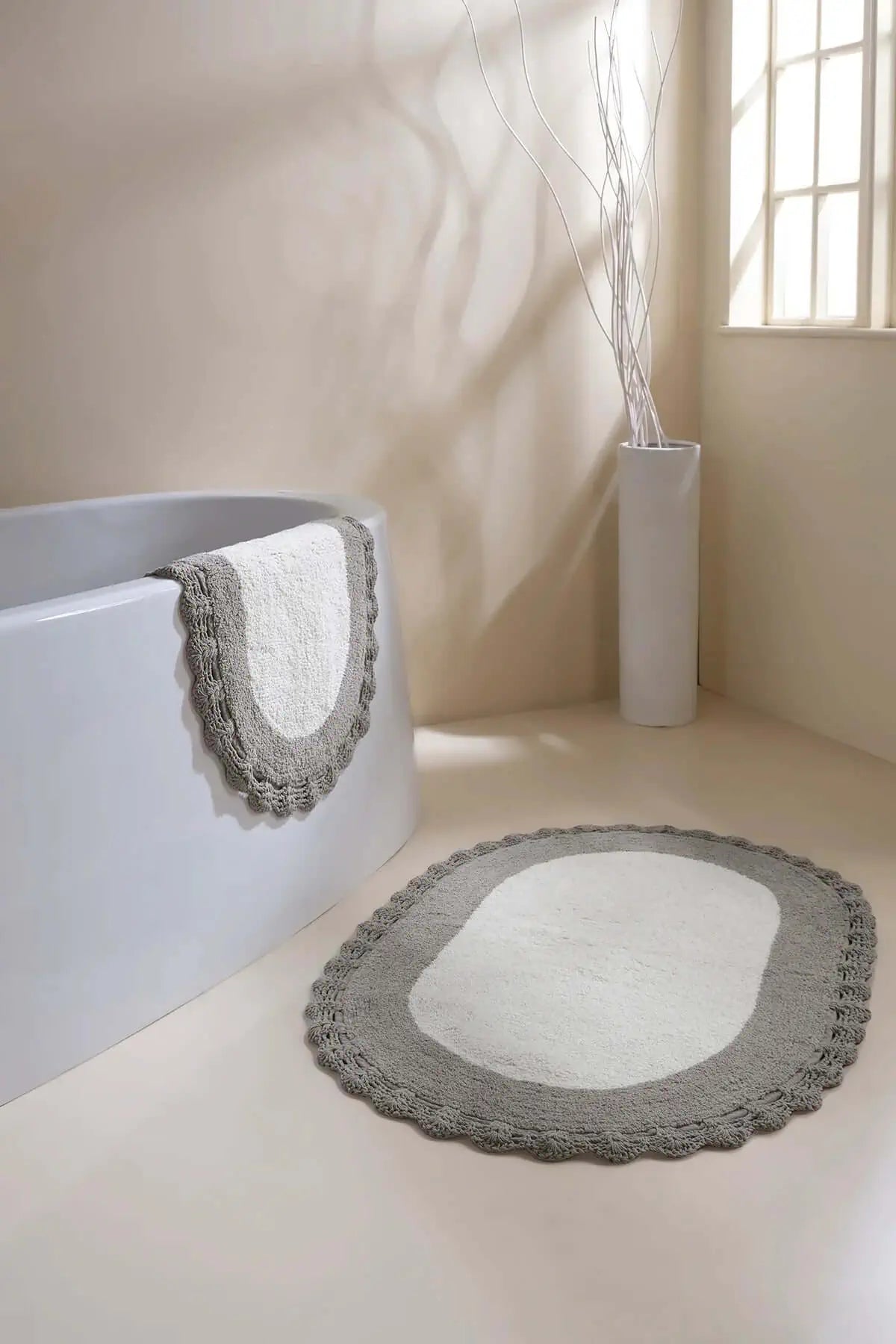 Bianca 2’Li Takım Banyo Paspası %100 Pamuk 40X60 + 60X90 Açık Gri
