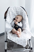 Irya-Birdie Organik Pamuk Müslin 2 Katlı Puset örtüsü Beyaz 85x85-Bebek Battaniyesi-1-Milagron.com