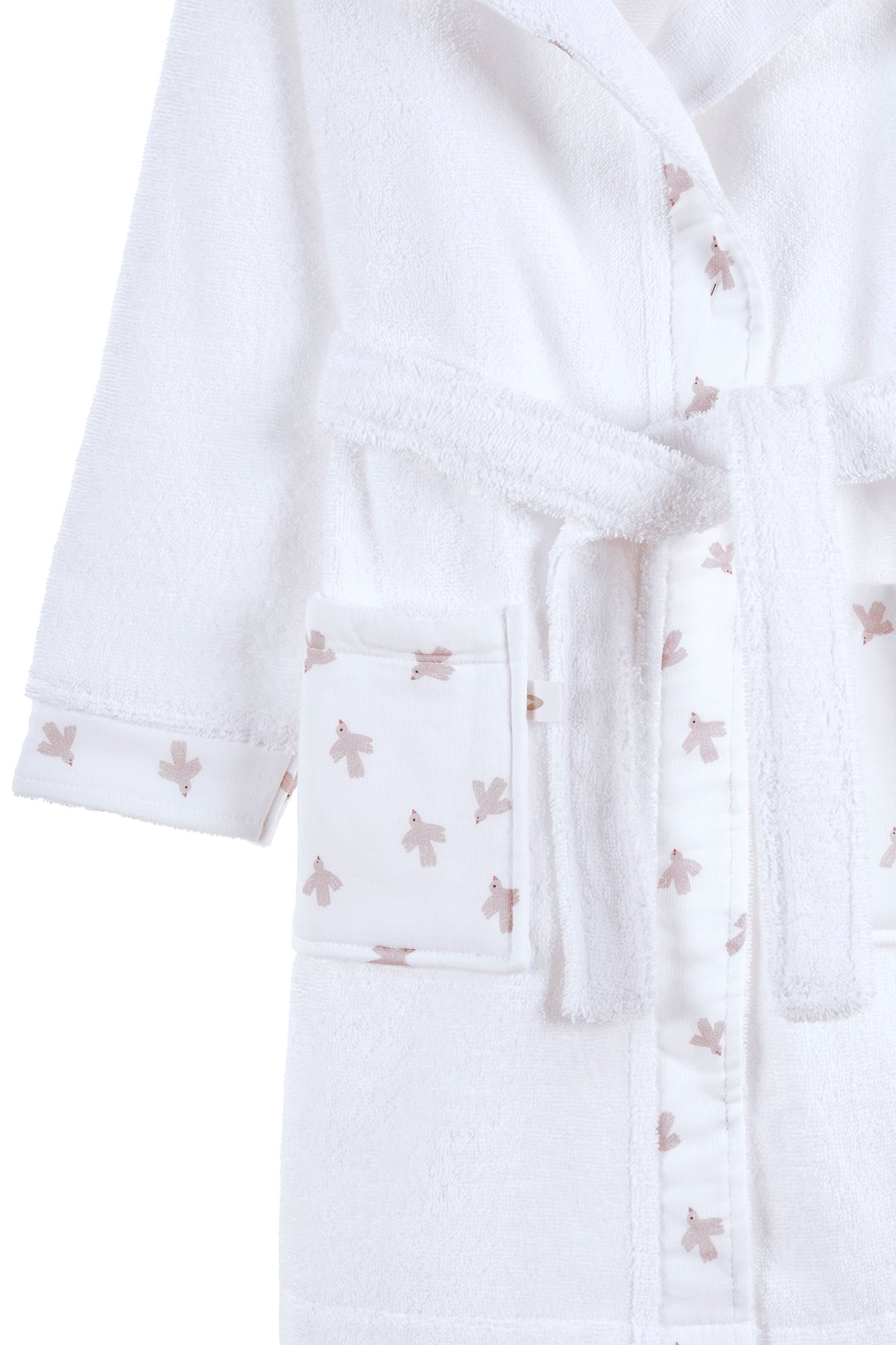 Irya-Birdie Organik Pamuk Müslin Detaylı çocuk Bornoz Beyaz-Çocuk Bornozu-8-Milagron.com