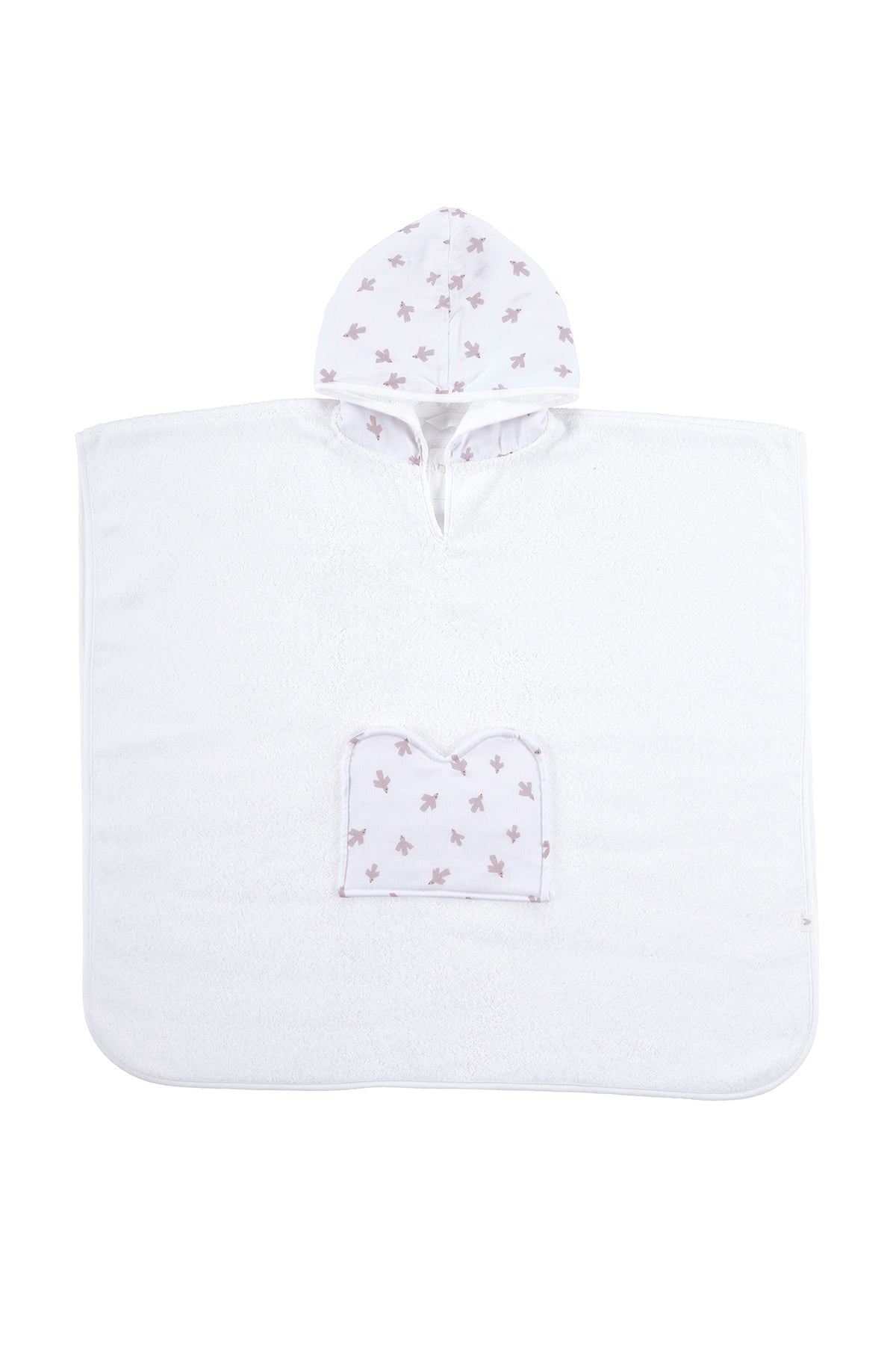 İRYA-Birdie Organik Pamuk Müslin Detaylı Çocuk Panço Beyaz-Panço-2-Milagron.com
