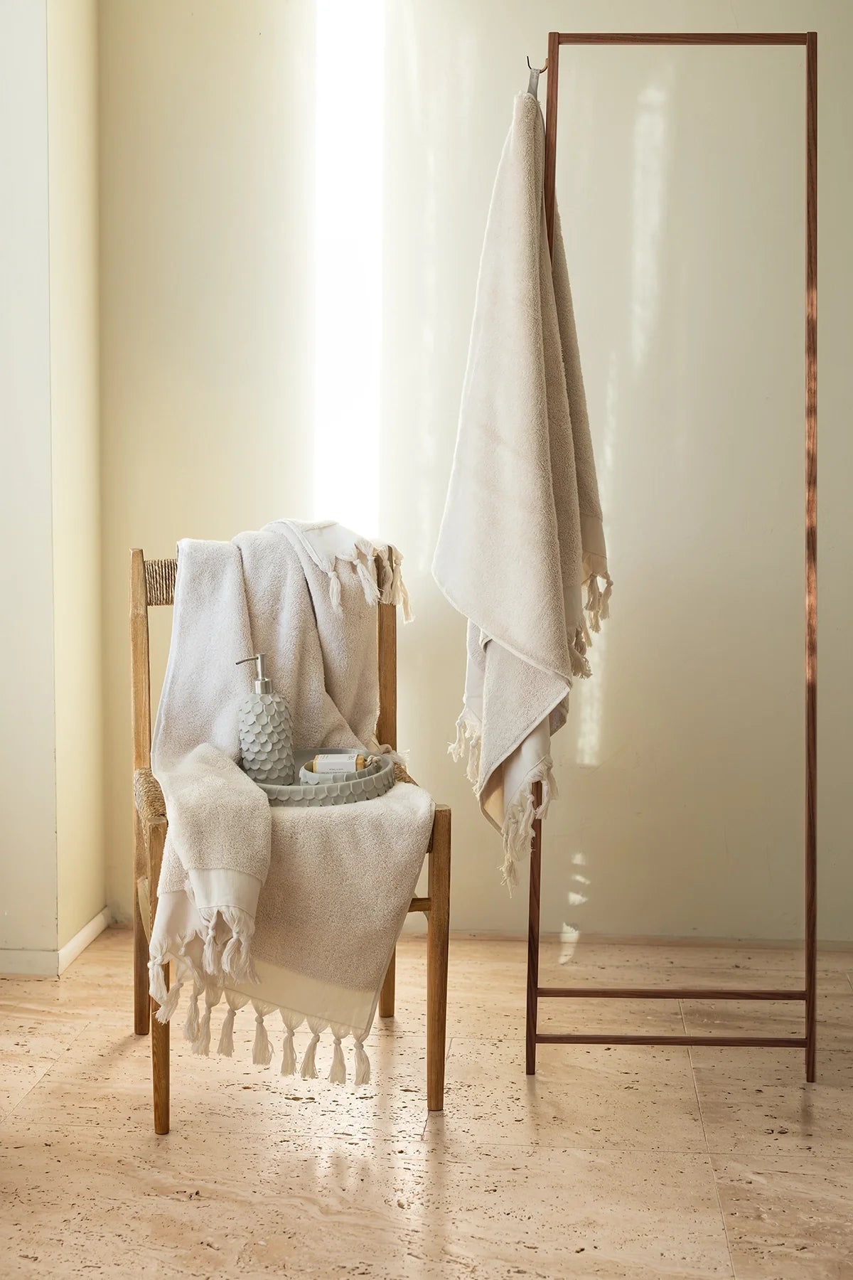 İRYA-Bodrum Banyo Havlusu Seti, Açık Bej - 2'li, 80x150 Cm-Havlu & Havlu Setleri-1-Milagron.com