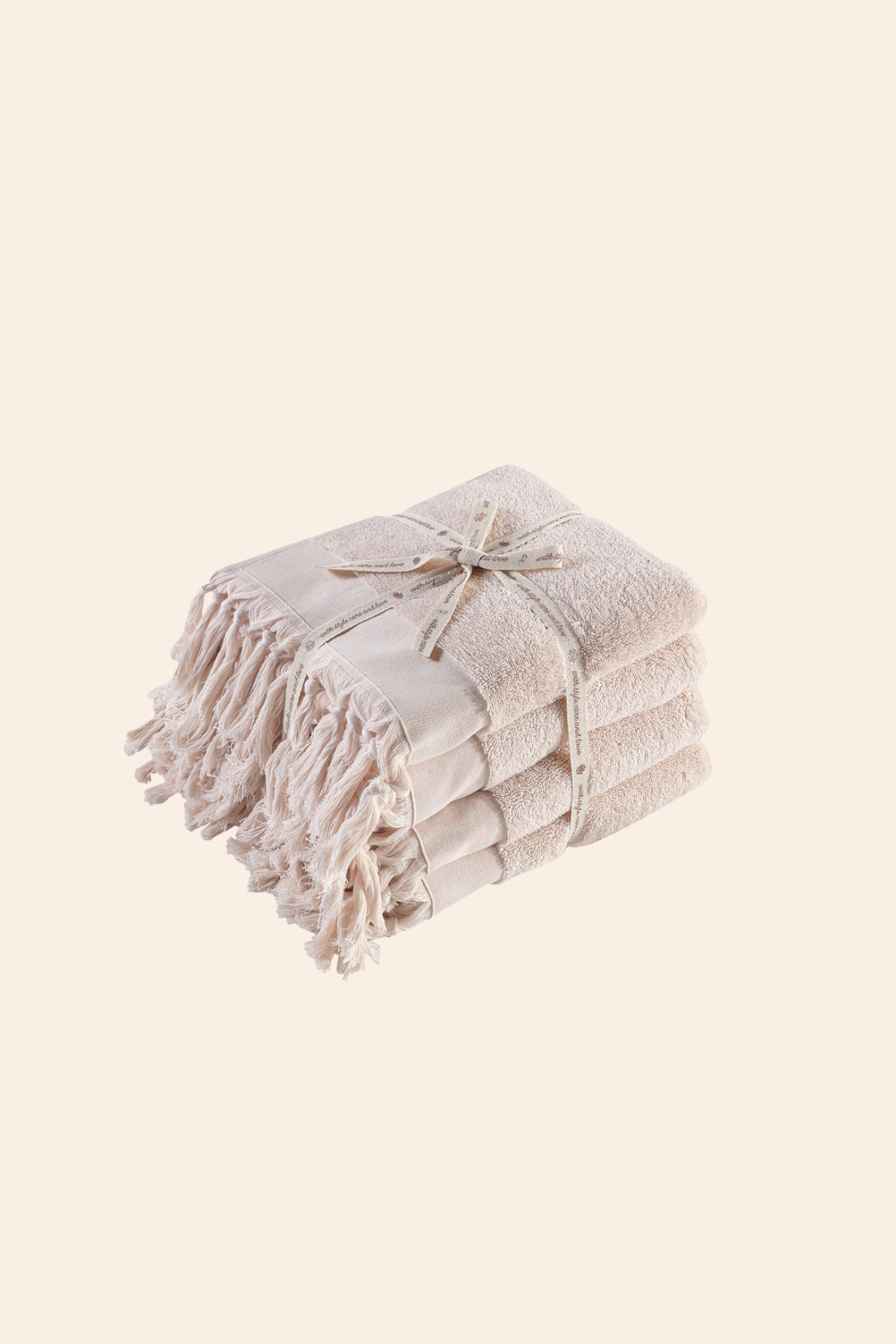 İRYA-Bodrum Yüz Havlusu Seti, Açık Bej - 4'lü, 50x90 Cm-Havlu & Havlu Setleri-2-Milagron.com