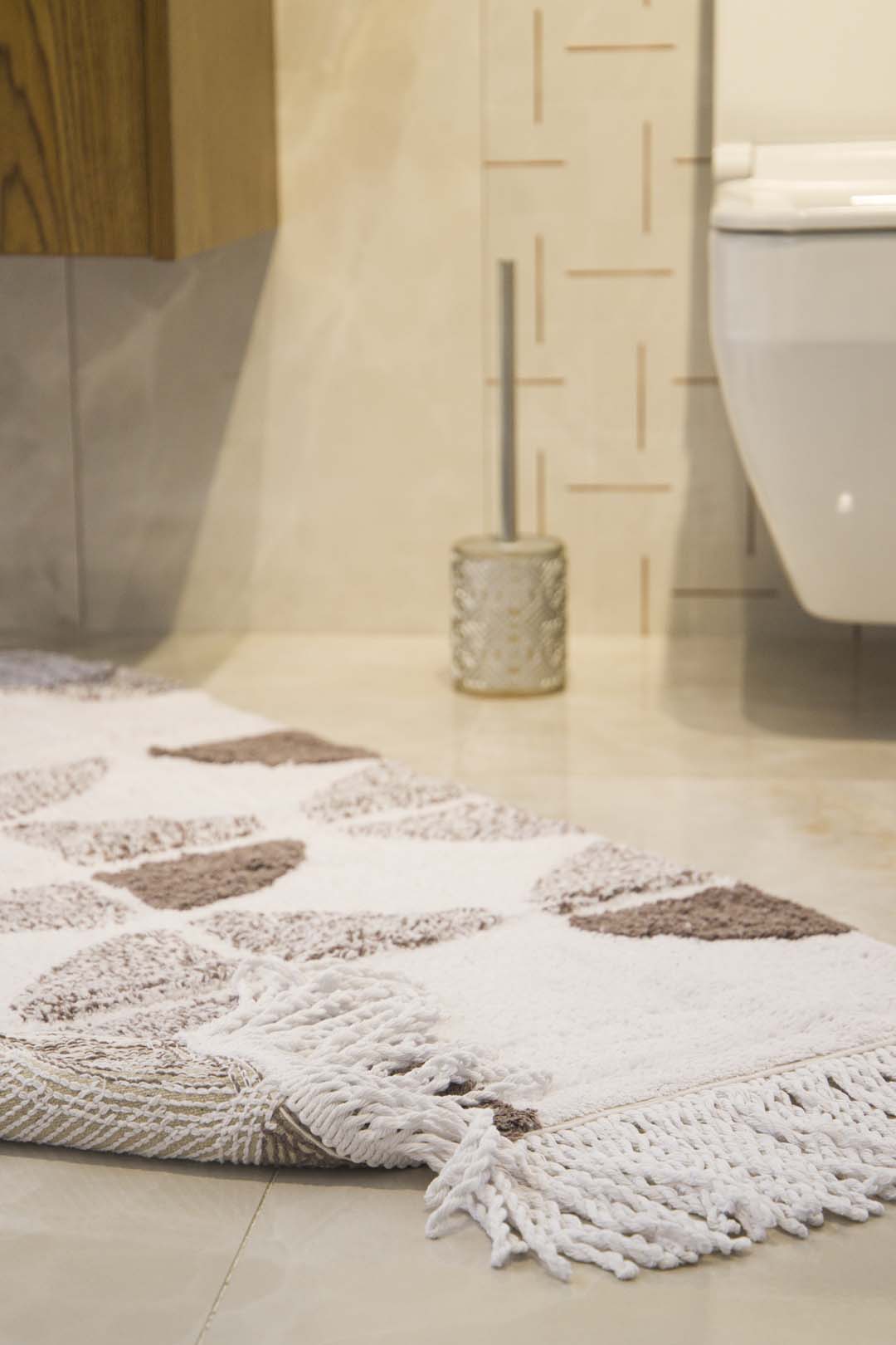 Irya-Brook Tekli Banyo Paspası %100 Pamuk 70x110 Ekru-Banyo Paspası-3-Milagron.com