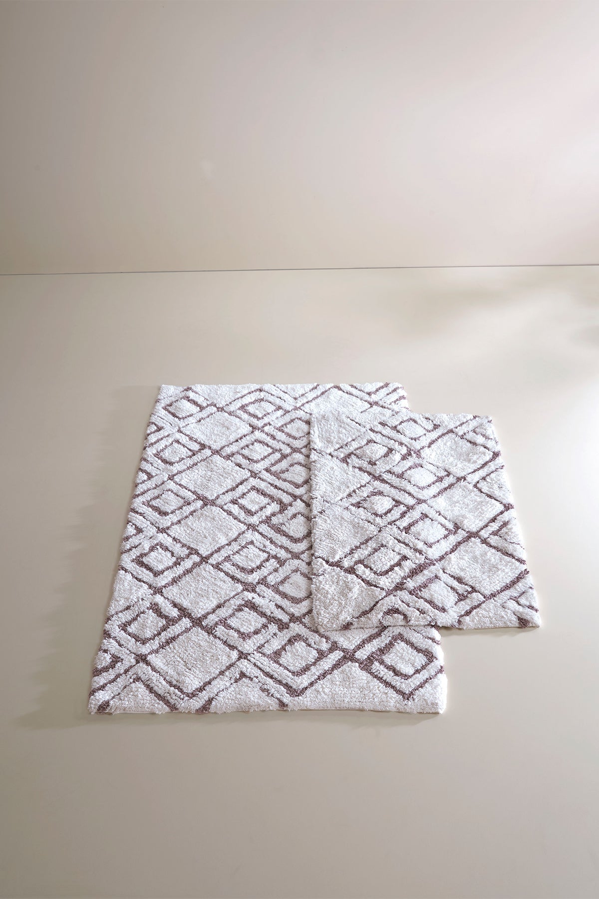 İRYA-Cava 2’Li Takım Banyo Paspası %100 Pamuk 40X60 + 60X90 Kahverengi-Paspas-4-Milagron.com