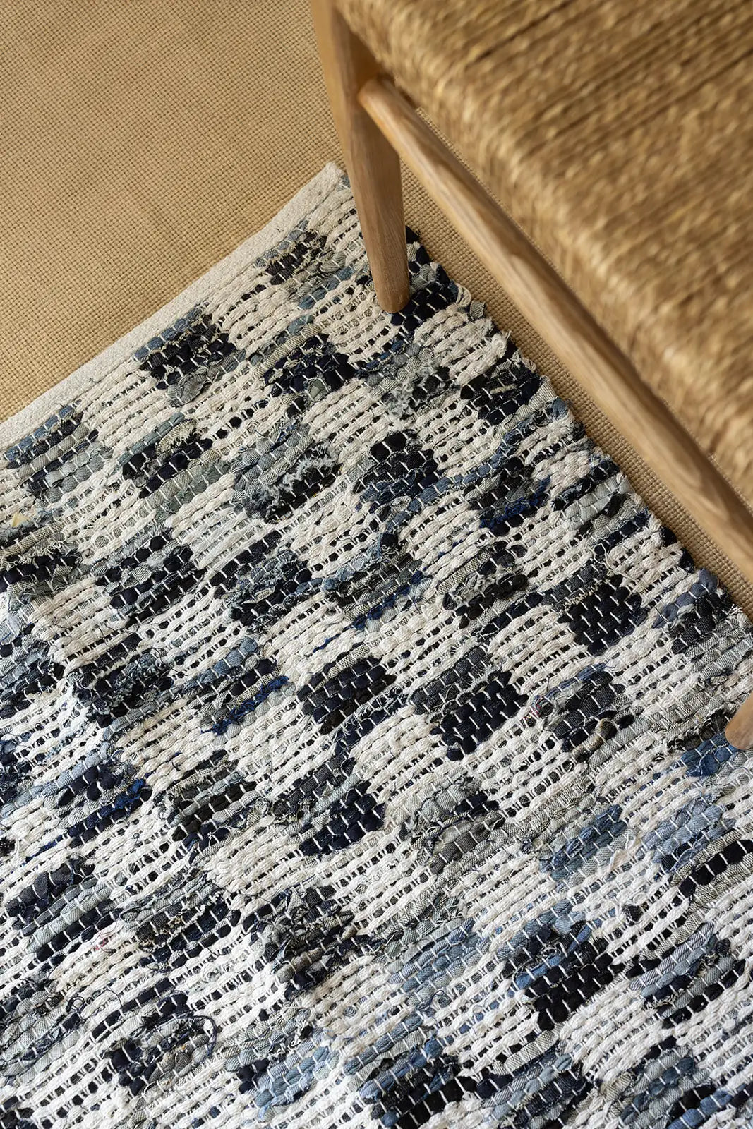 İRYA-Checker Denim Kilim Ekru/İNdigo 120X180-Kilim-2-Milagron.com