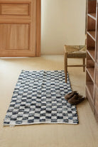 İRYA-Checker Denim Kilim Ekru/İNdigo 80X250-Kilim-1-Milagron.com