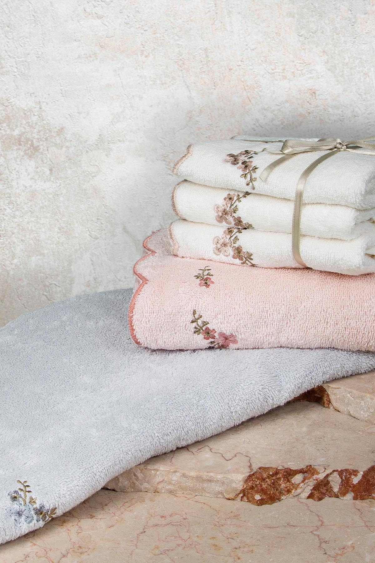 Irya-Clarina Banyo Havlusu 90x150 Cm Gri-Havlu-2-Milagron.com