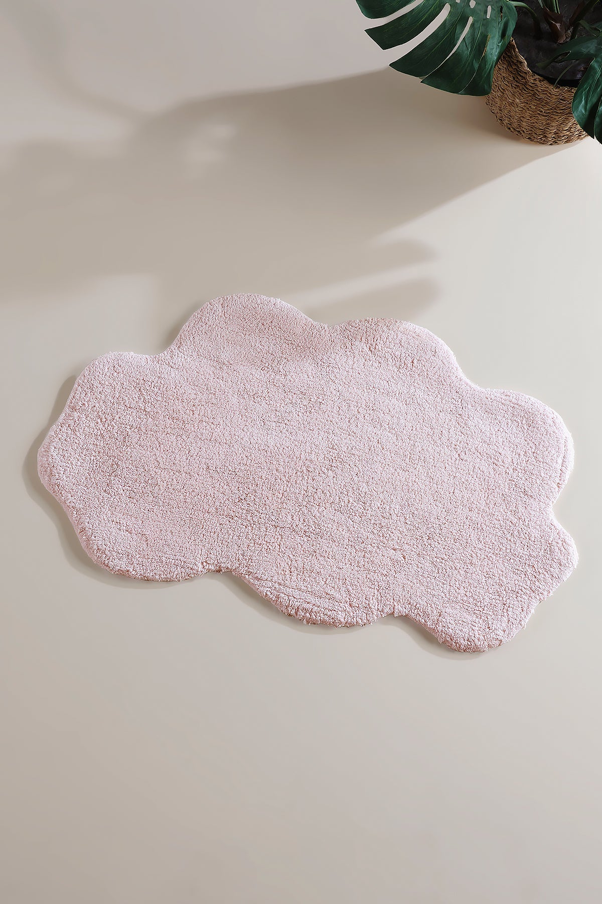 Irya-Cloud Tekli Bulut Banyo Paspası %100 Pamuk 50x80 Pembe-Banyo Paspası-1-Milagron.com