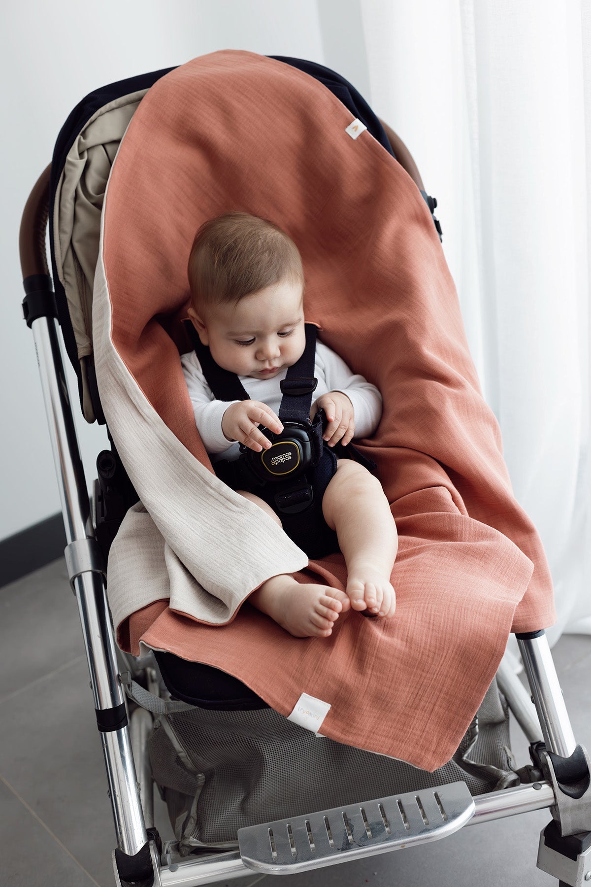 Irya-Colors Of Joy Organik Pamuk Müslin 2 Katlı Puset örtüsü Kiremit 85x85-Bebek Battaniyesi-3-Milagron.com