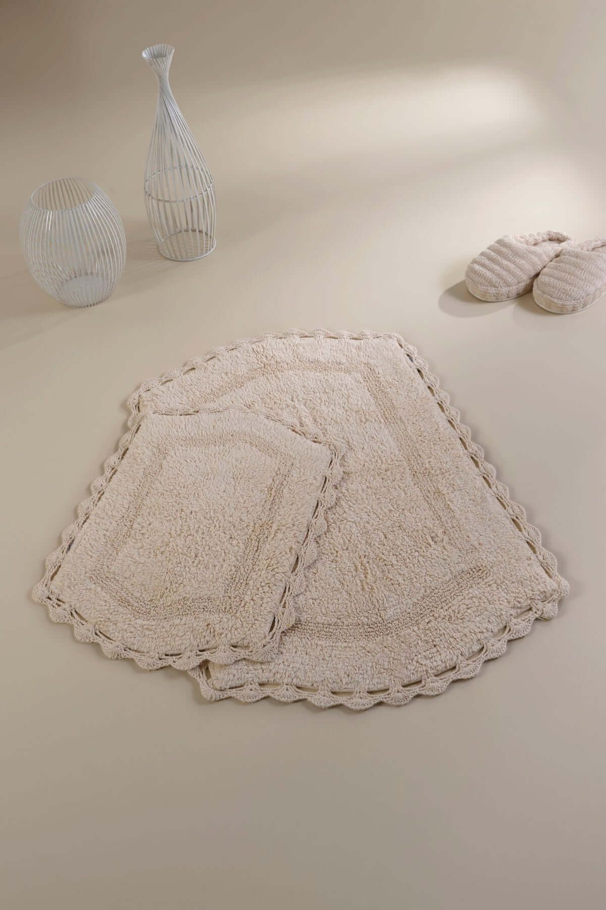 İRYA-Dale 2’Li Takım Banyo Paspası %100 Pamuk 40X60 + 60X90 Bej-Paspas-4-Milagron.com