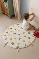Dot Yuvarlak %100 Pamuk Banyo Paspası 90X90 Cm Ekru