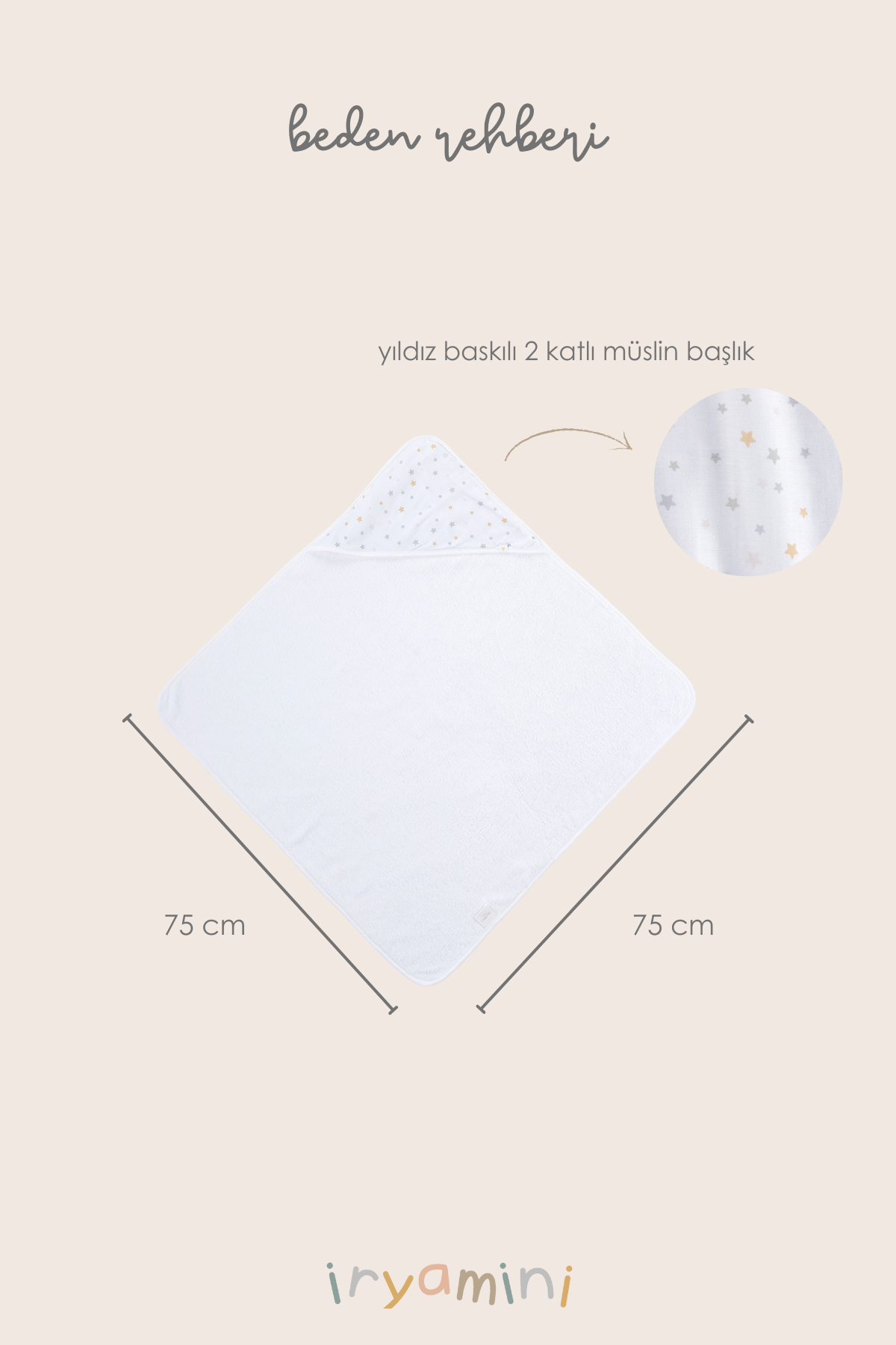 İRYA-Dreamer Organik Pamuk Müslin Bebek Kundak Beyaz 75X75-Kundak-5-Milagron.com