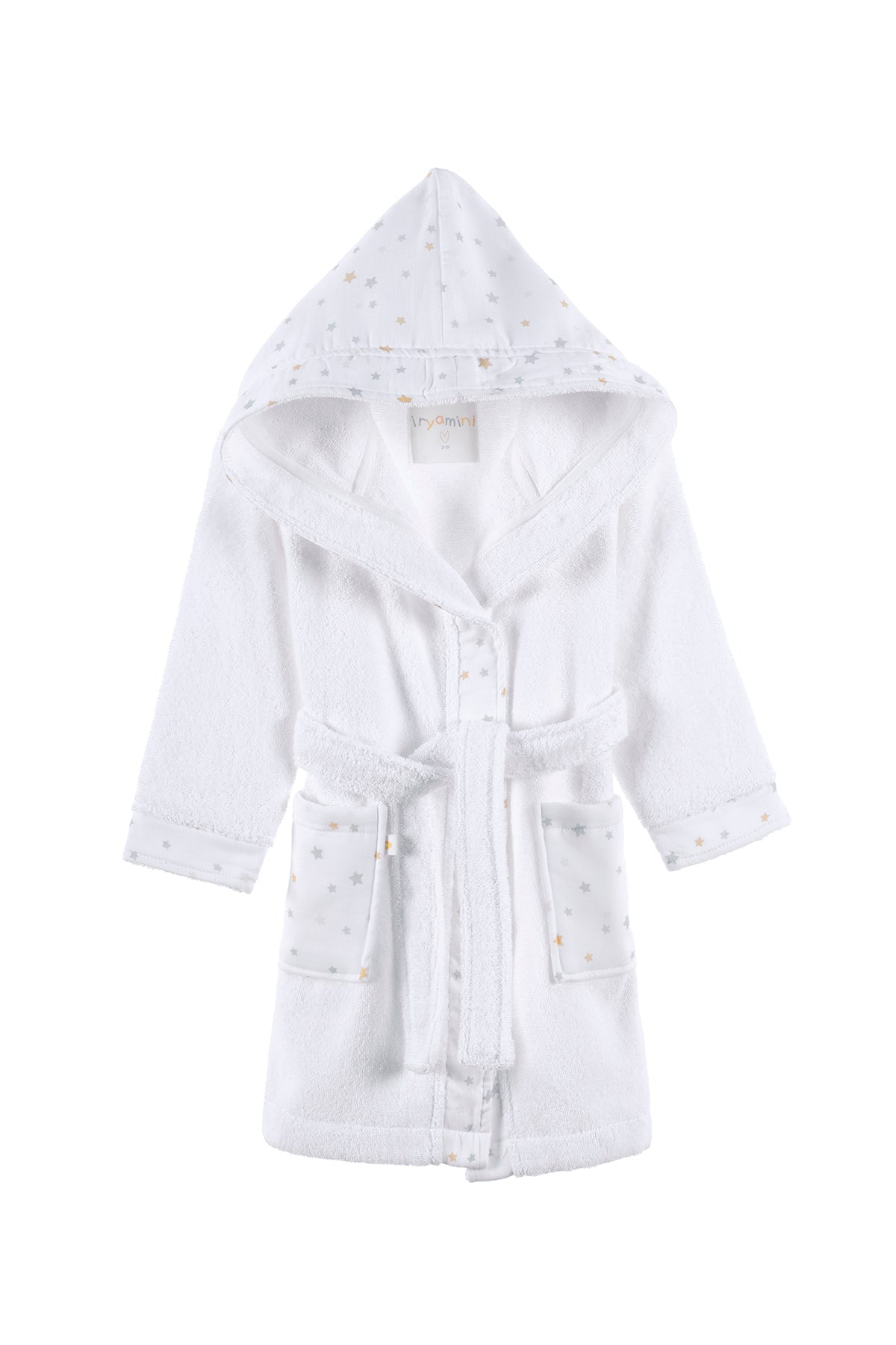 Irya-Dreamer Organik Pamuk Müslin Detaylı çocuk Bornoz Beyaz-Çocuk Bornozu-2-Milagron.com