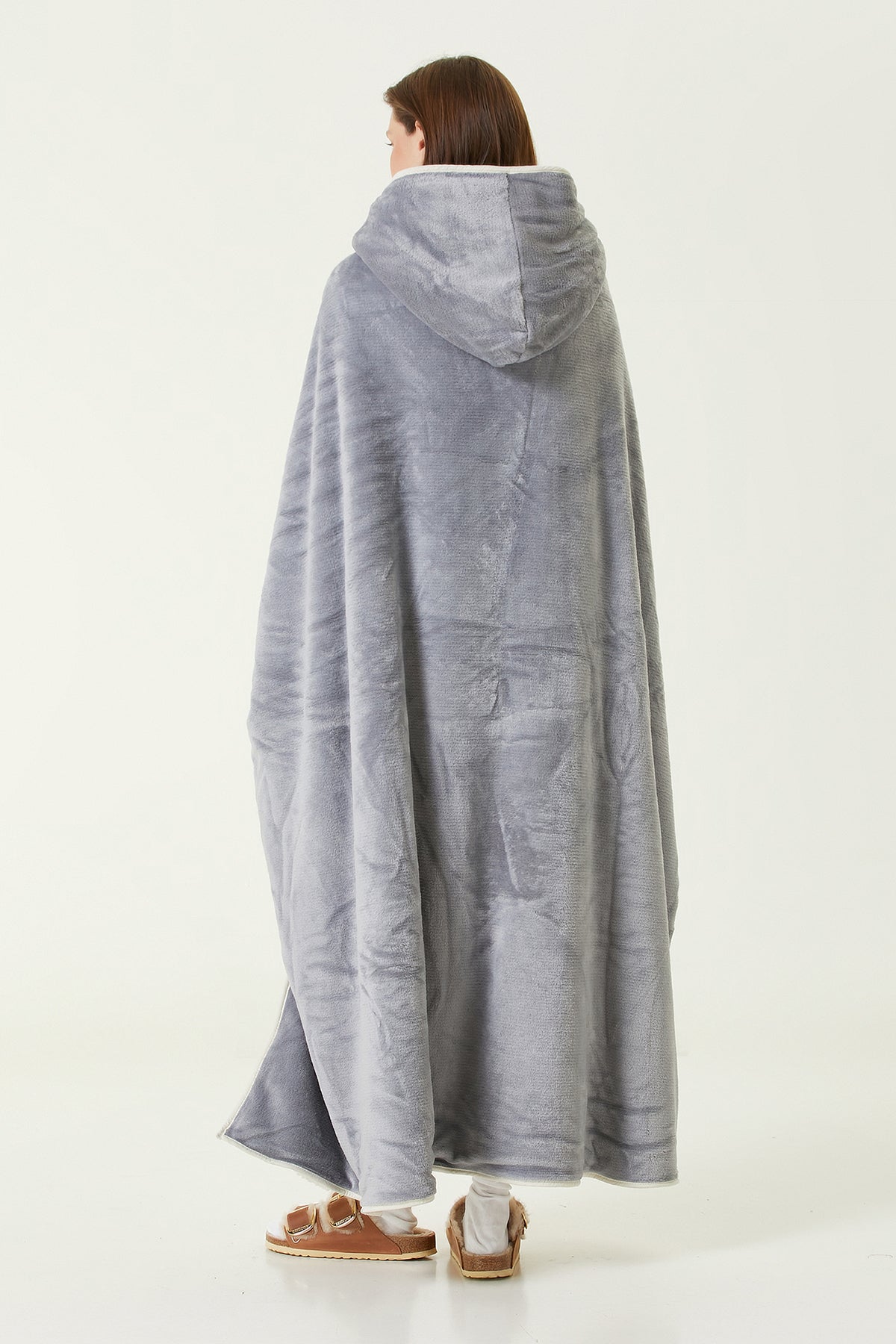 Irya-Es Parla Lona Giyilebilir Battaniye Oversize Gri-Giyilebilir Battaniye-5-Milagron.com
