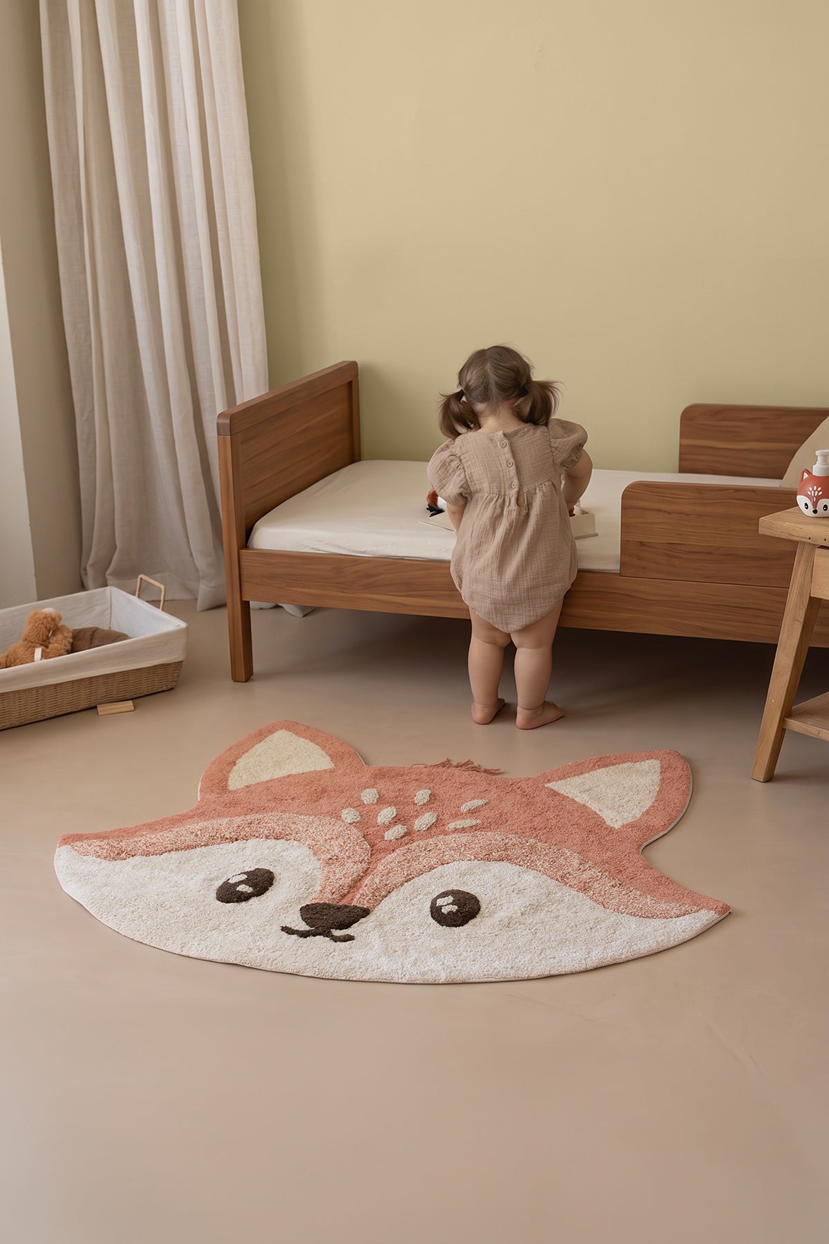 Foxie Tekli %100 Pamuk Çocuk Odası Halısı 95X120 Cm Kiremit