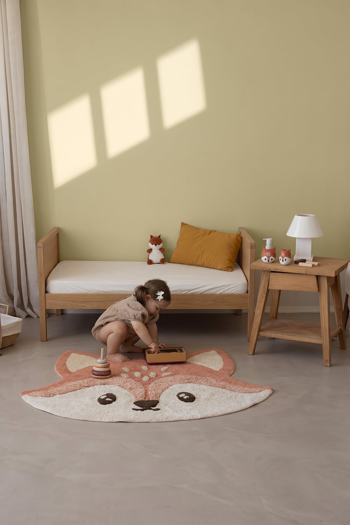 Foxie Tekli %100 Pamuk Çocuk Odası Halısı 95X120 Cm Kiremit