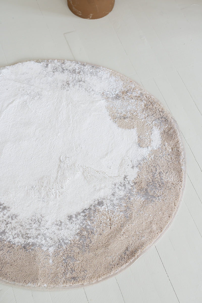 Irya-Hypnos Yuvarlak Banyo Paspası 70x70 Bej-Banyo Paspası-3-Milagron.com