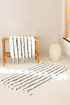 İRYA-In Lines 2’Li Takım Banyo Paspası %100 Pamuk 40X60 + 60X90 Siyah Çizgili-Paspas-1-Milagron.com
