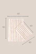 Irya-In Lines 2’li Takım Banyo Paspası %100 Pamuk 40x60 + 60x90 Bej çizgili-Banyo Paspası-3-Milagron.com