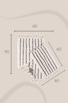 Irya-In Lines 2’li Takım Banyo Paspası %100 Pamuk 40x60 + 60x90 Siyah çizgili-Banyo Paspası-3-Milagron.com