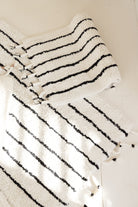 Irya-In Lines 2’li Takım Banyo Paspası %100 Pamuk 40x60 + 60x90 Siyah çizgili-Banyo Paspası-4-Milagron.com