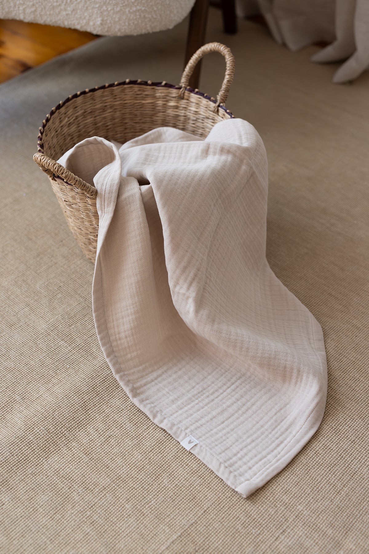 Irya-Joy Of Colors Organik Pamuk 4 Katlı Müslin Yatak örtüsü Bej 100x100-Bebek Battaniyesi-3-Milagron.com