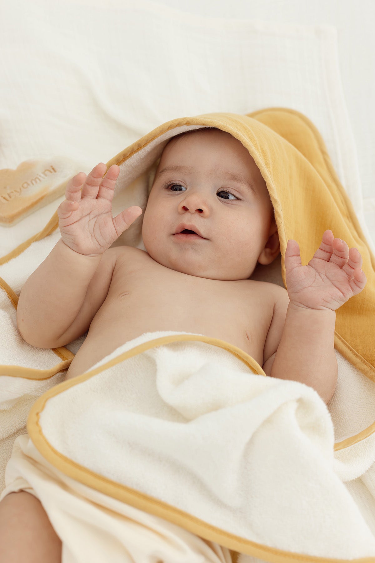 Irya-Joy Of Colors Organik Pamuk Müslin Bebek Kundak Hardal 75x75-Kundak-2-Milagron.com
