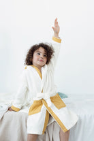 Irya-Joy Of Colors Organik Pamuk Müslin Detaylı çocuk Bornoz Hardal-Çocuk Bornozu-1-Milagron.com