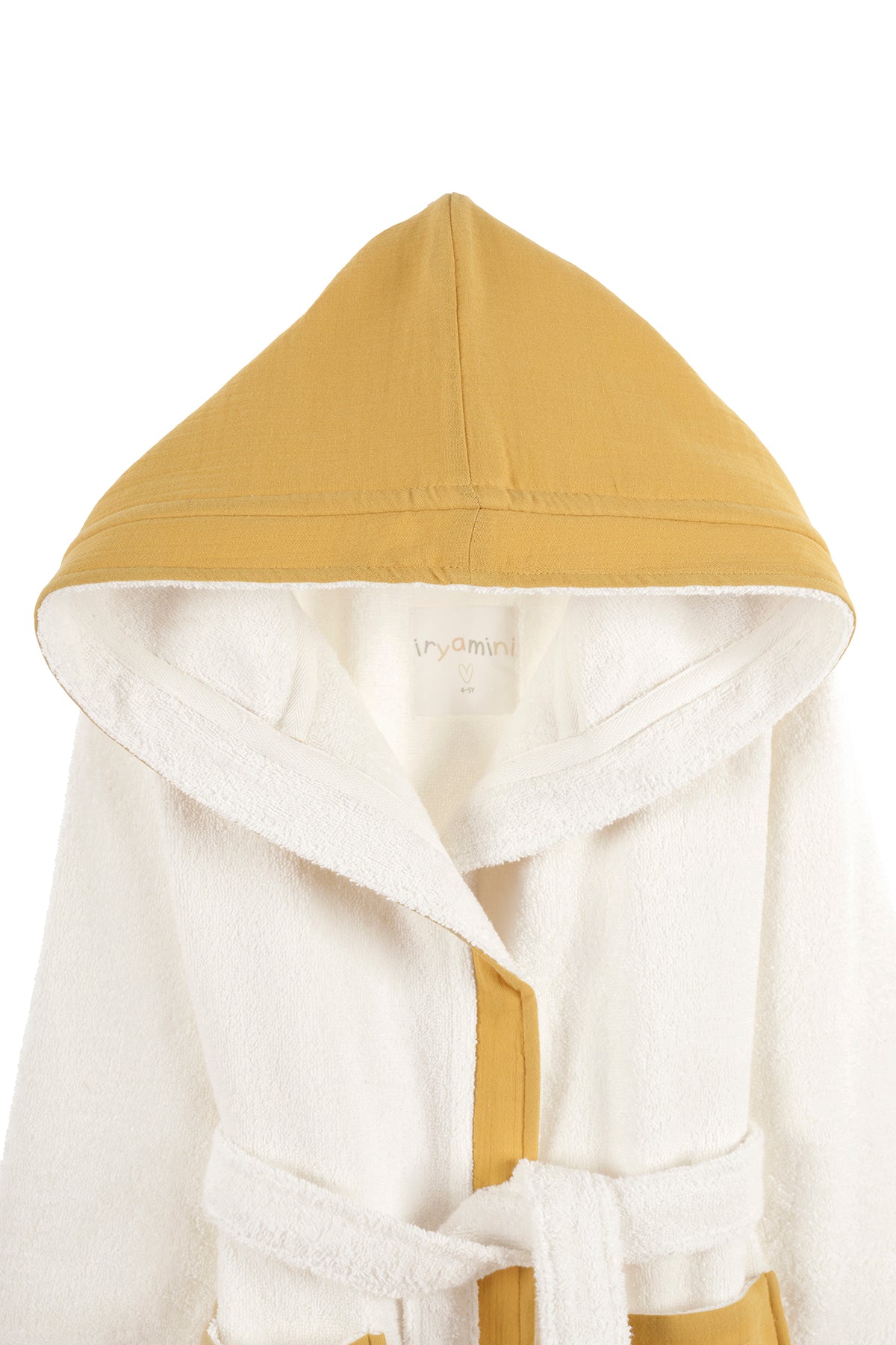 Irya-Joy Of Colors Organik Pamuk Müslin Detaylı çocuk Bornoz Hardal-Çocuk Bornozu-5-Milagron.com