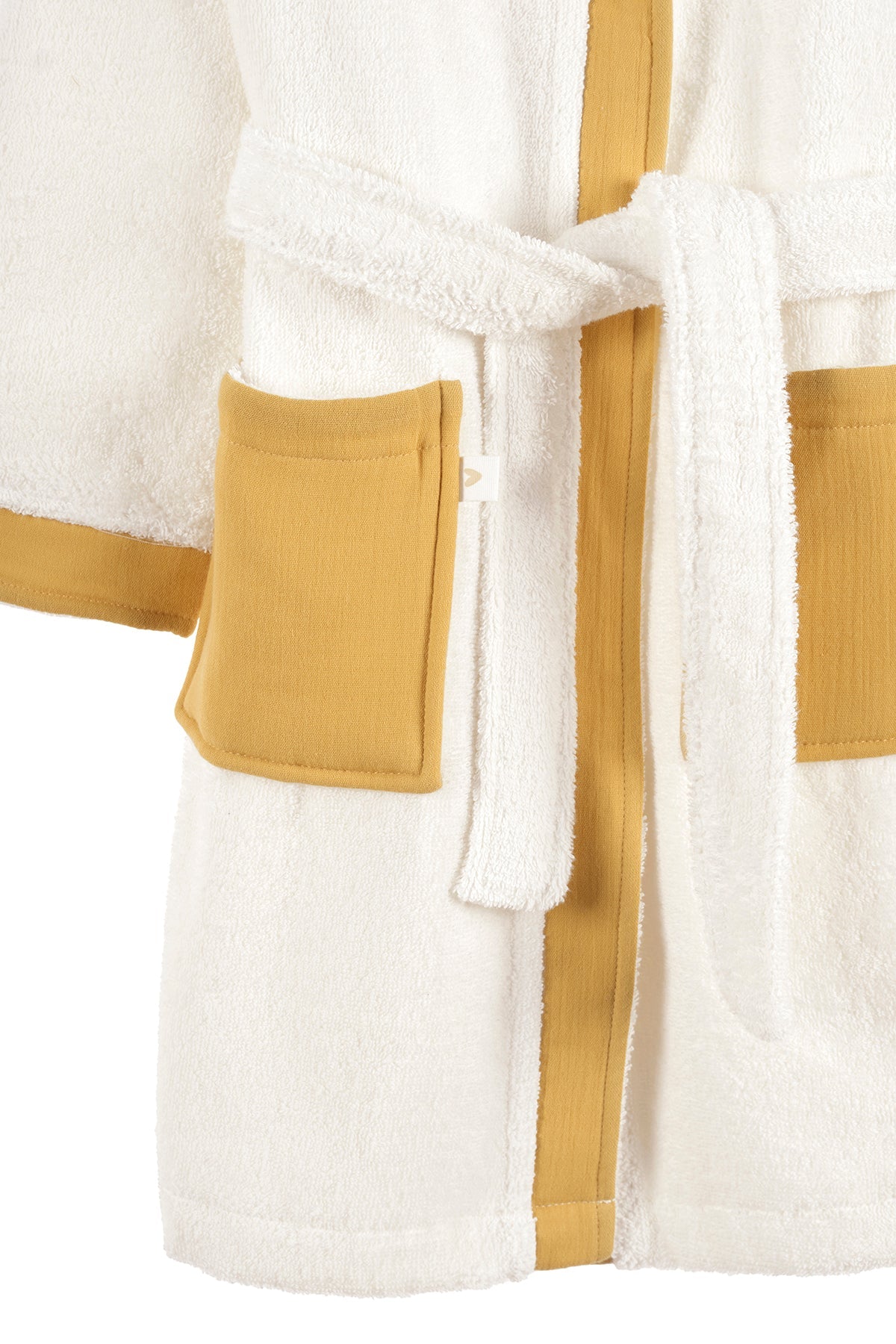 Irya-Joy Of Colors Organik Pamuk Müslin Detaylı çocuk Bornoz Hardal-Çocuk Bornozu-6-Milagron.com