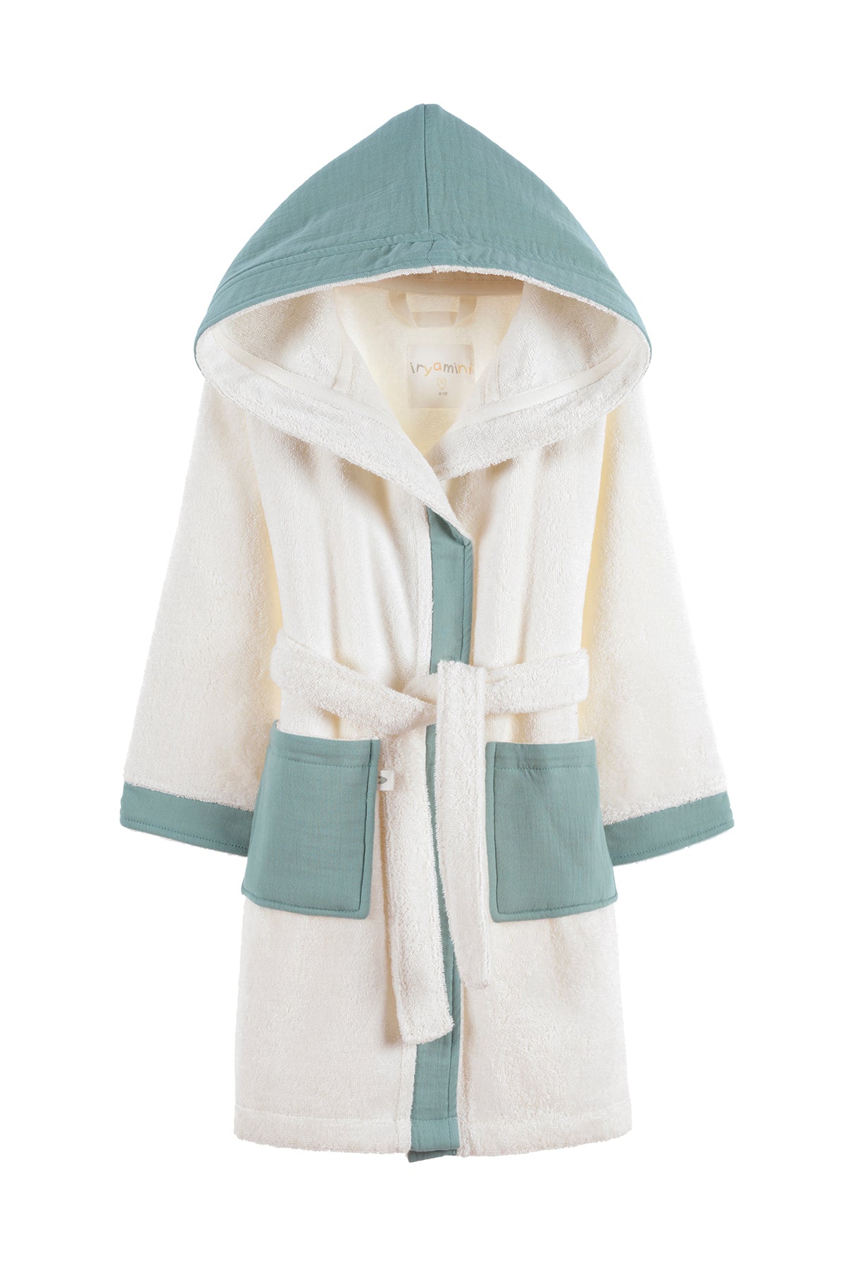 Irya-Joy Of Colors Organik Pamuk Müslin Detaylı çocuk Bornoz Mint-Çocuk Bornozu-2-Milagron.com