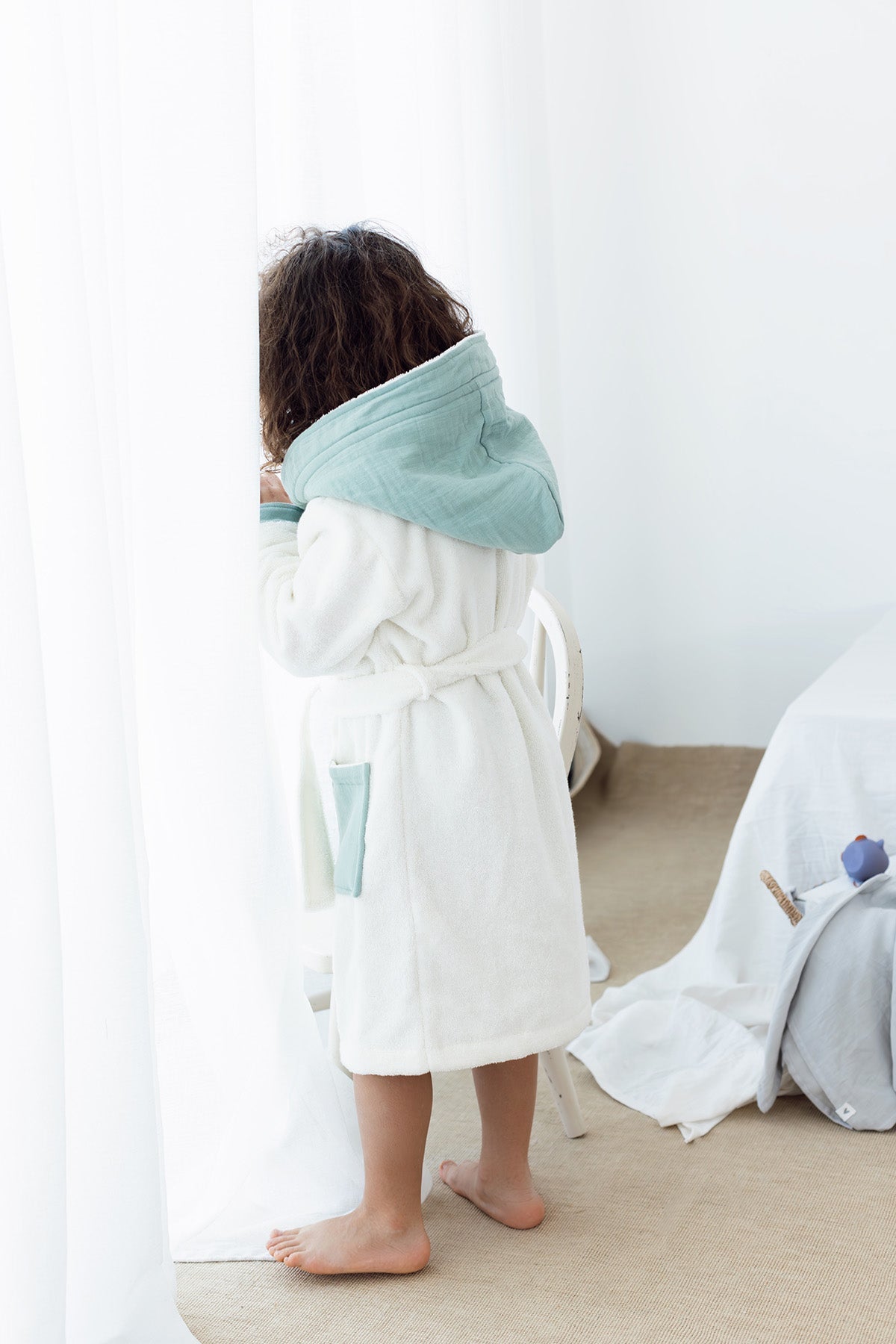 Irya-Joy Of Colors Organik Pamuk Müslin Detaylı çocuk Bornoz Mint-Çocuk Bornozu-3-Milagron.com