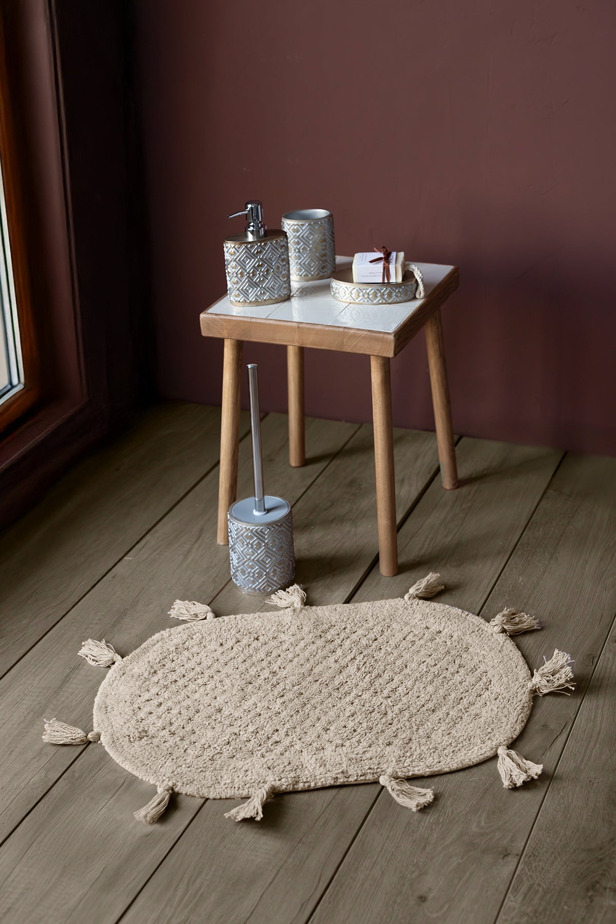 İRYA-Lampetie | Elora Tekli Banyo Paspası 40X60 Kahverengi-Paspas-1-Milagron.com