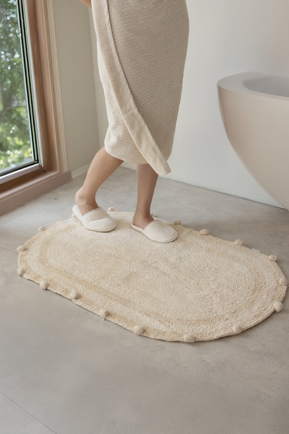 İRYA-Lampetie | Eris Tekli Banyo Paspası 70X120 Bej-Paspas-1-Milagron.com