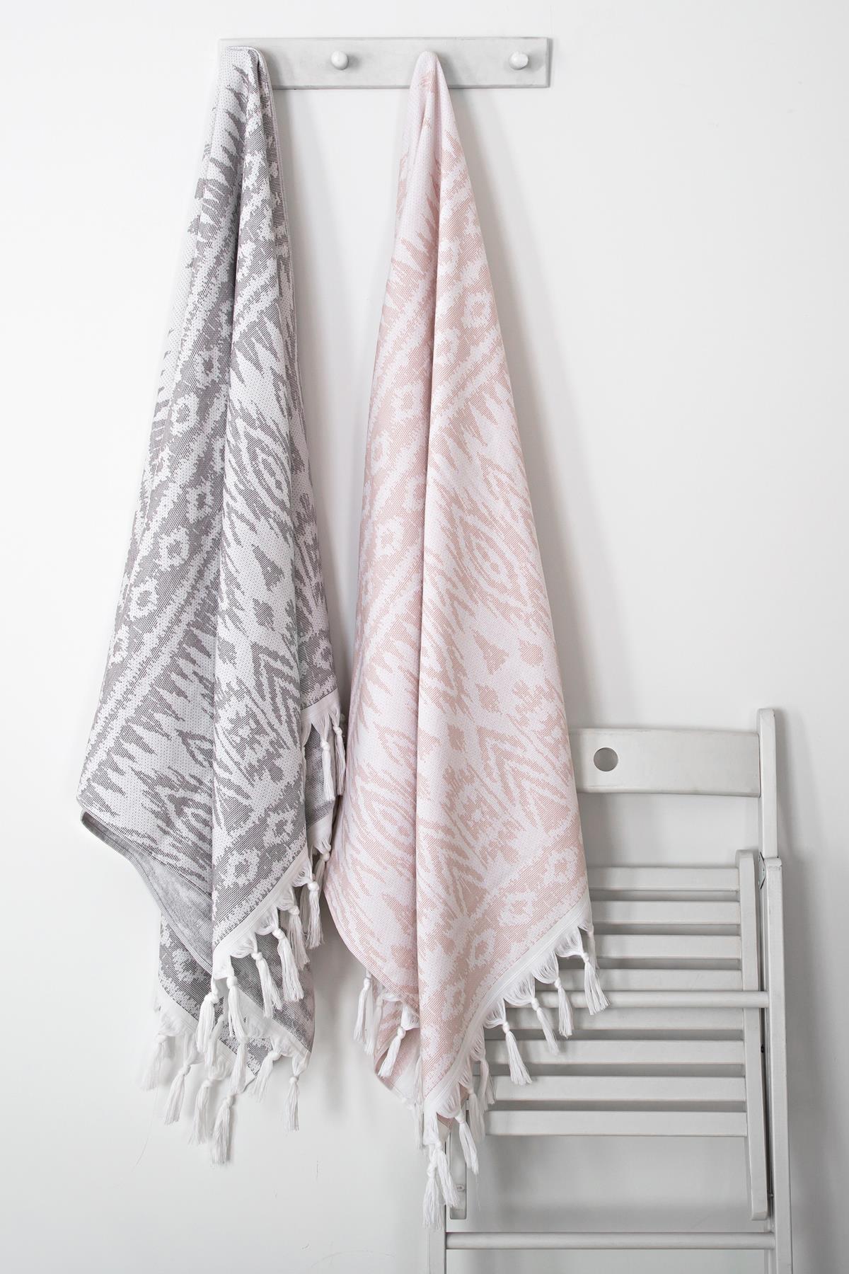 İRYA-Lena Banyo Havlusu Gri 90X170-Havlu & Havlu Setleri-4-Milagron.com