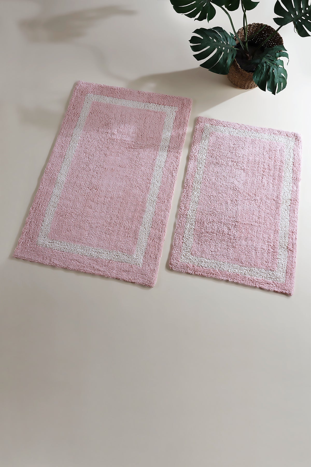 İRYA-Liberte 2’Li Takım Banyo Paspası %100 Pamuk 40X60 + 60X90 Pembe-Paspas-1-Milagron.com