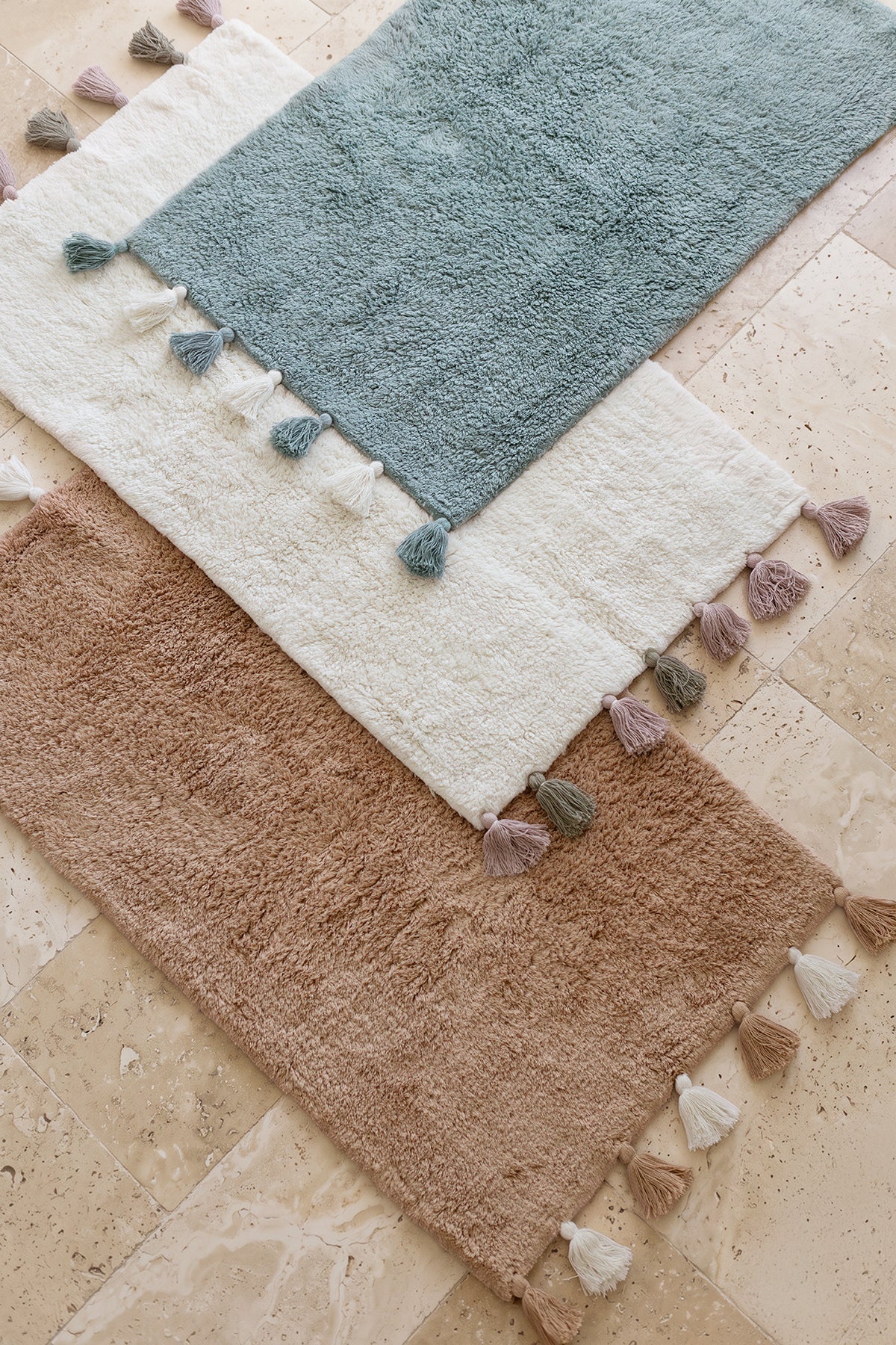 Loli Tekli %100 Pamuk Banyo Paspası 70X120 Cm Pudra Mavi