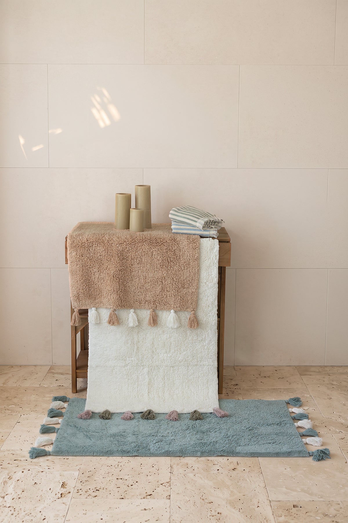 Loli Tekli %100 Pamuk Banyo Paspası 70X120 Cm Pudra Mavi